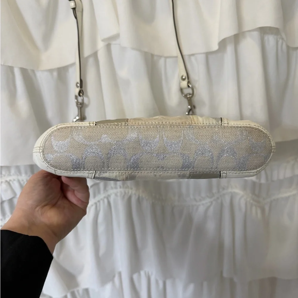 Coach White and Silver Patchwork Shoulder Bag - Picture 10 of 10